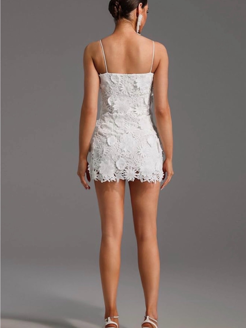 White Lace Floral Mini Dress - Picture 2 of 4